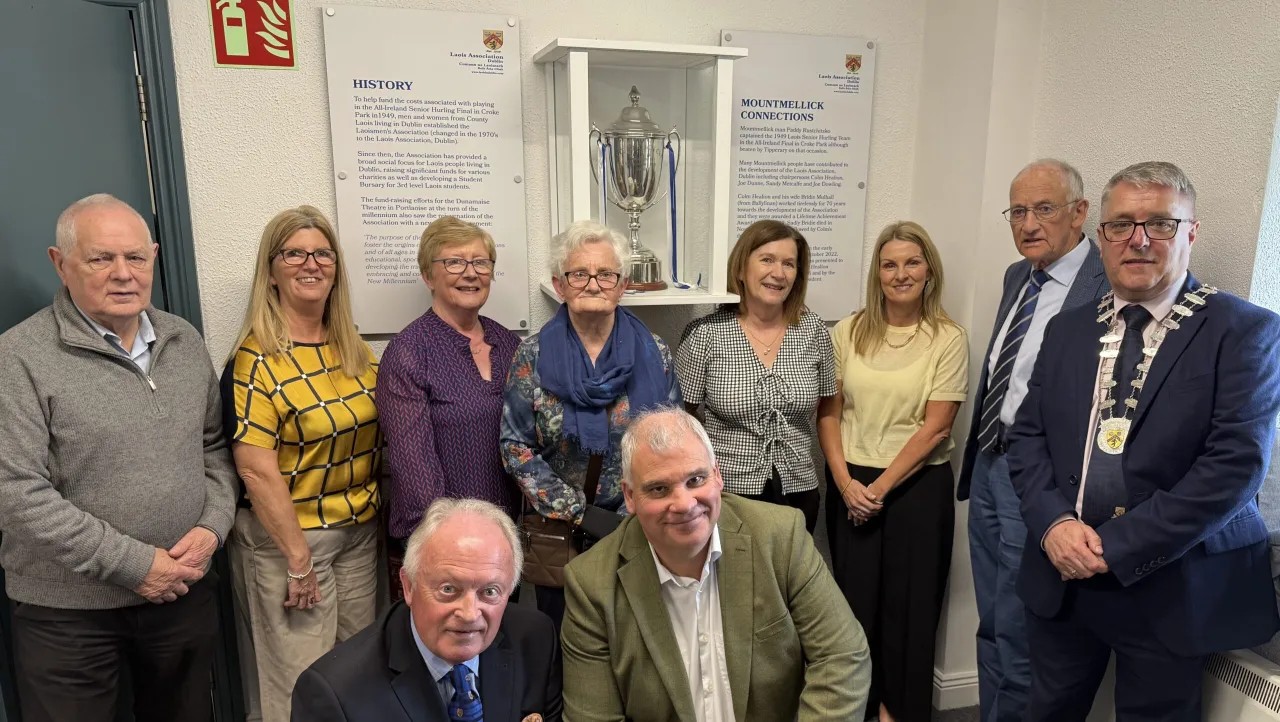 Mountmellick Development Association unveil Healion Cup to honour local Chairs of Laois Association Dublin
